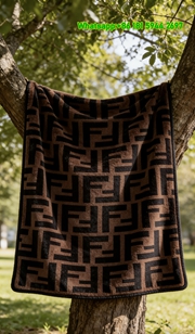 Fendi FF Monogram Flannel Sofa Throw Blanket Luxury Designer IMG_9363